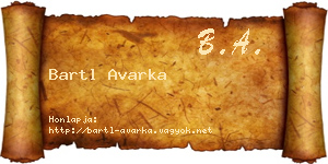 Bartl Avarka névjegykártya